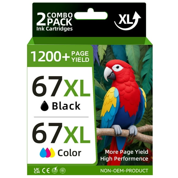 Paquete combinado de cartuchos de tinta Valnalo 67 negro/color para HP 67XL