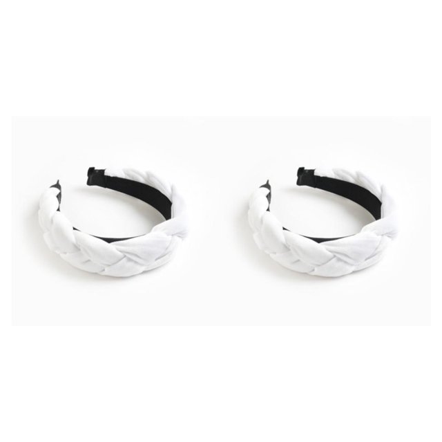 Guardurnaity Trenza Velour Diadema Aro de pelo ancho Banda para la cabeza de invierno Deportes Boda Blanco 2Conjunto