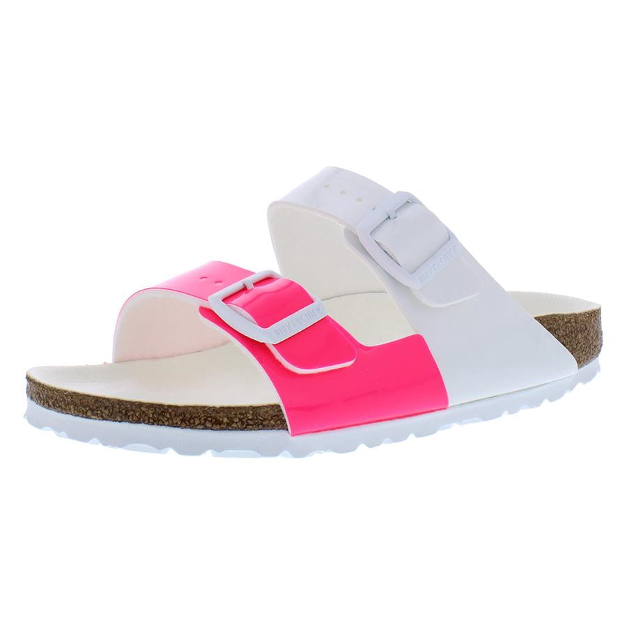 Birkenstock Arizona Split Narrow Unisex Shoes Size 4, Color: Patent Neon Pink/White