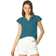 thumbnail image 1 of Camiseta Manga Tulipán Cuello En V Básico Para Mujer Azul eléctrico XL Allegra K, 1 of 6