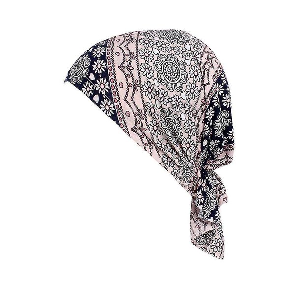 Mujeres India musulmana turbante elástico estampado algodón sombrero cabeza bufanda abrigo