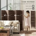 thumbnail image 4 of HOMCOM 6 Panel 67" Tall Wood Privacy Screen Room Divider with 3 Display Shelves, and Folding Storage for Bedroom or Home Office, Walnut, 4 of 9