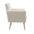thumbnail image 3 of Sillón de terciopelo Sofá único Sillas de lectura laterales tapiceadas modernas con brazo y pierna de metal de oro para sala de estar dormitorio, 3 of 5
