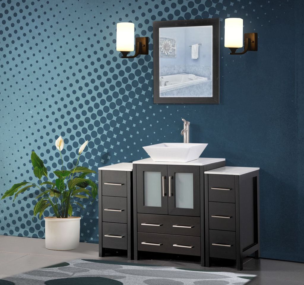 Vanity Art 48 Single Sink Bathroom Vanity Combo Set Solid Wood Quartz Top Bathroom Vanity With Vessel Sink Free Mirror Walmart Com Walmart Com