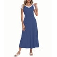 thumbnail image 3 of Asklazy Women's Casual Flowy Maxi Dress,V Neck Adjustable Spaghetti Strap Long Dress with Pockets,US Size,Blue,L, 3 of 9