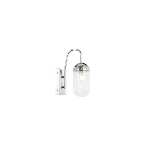 Kace 1 light Chrome and Clear glass wall sconce
