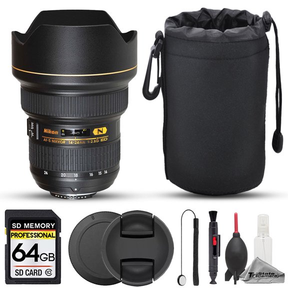 Nikon AF-S Zoom Nikkor 14-24mm f/2.8G ED AF Lens - 7pc 64GB Memory Bundle (International Version)