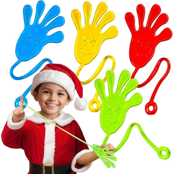 40Pcs Large Sticky Hands Party Favors Pack, 9 inches in Total Length, Party Favors, Gifts For Birthday, Goodie Bag Classroom Prizes Christmas Stocking Stuffer, 4 colors