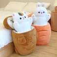 thumbnail image 3 of Juguete de peluche de gato Taiyaki Kawaii, conejo escondido en zanahoria, animales de dibujos animados peludos, almohada de felpa, regalo de Navidad para niños y niñas, 3 of 3