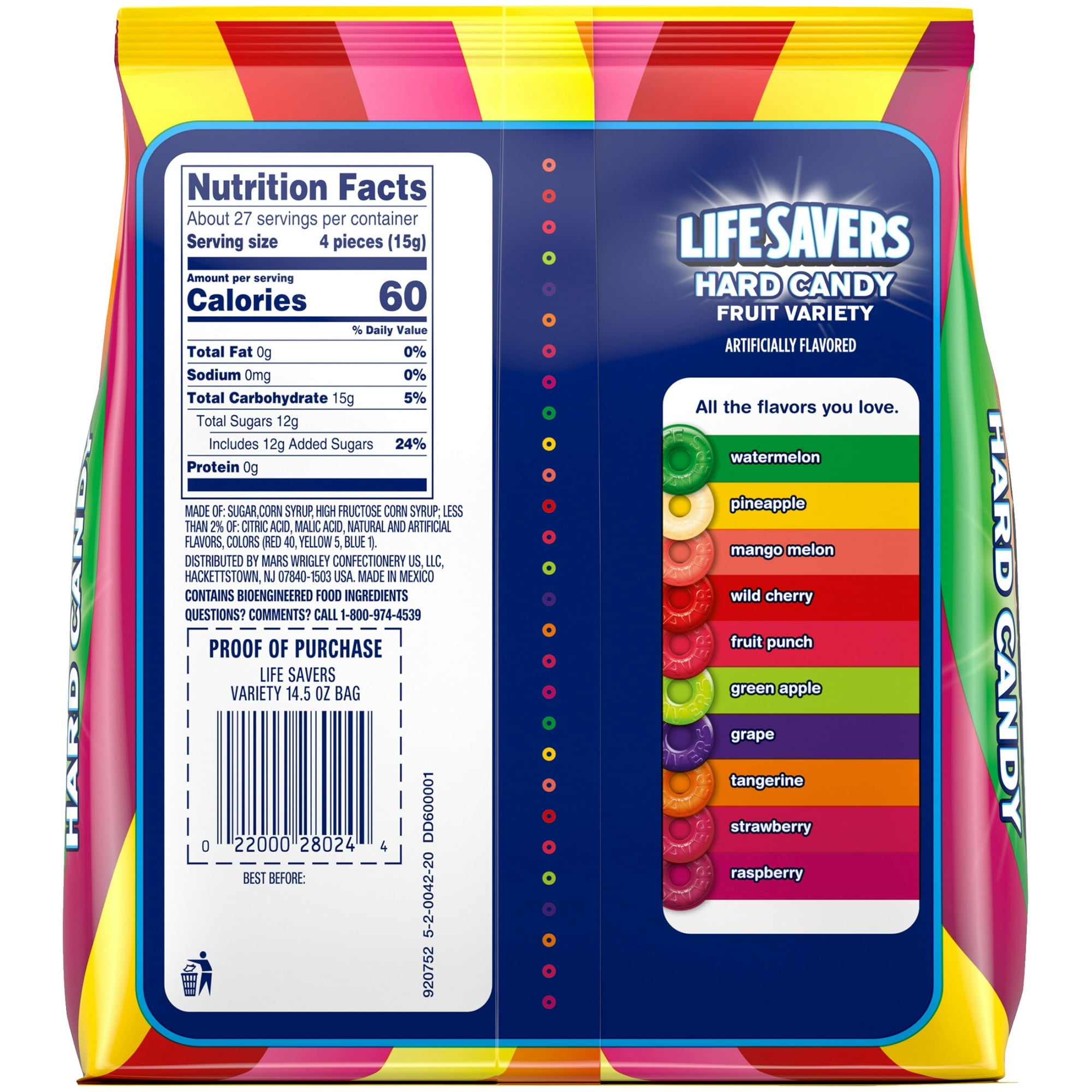 Life Savers Hard Candy Fruit Variety Candy, Sharing Size, 14.5 oz, 108 Ct