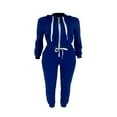thumbnail image 3 of Women Hooded Tops Trousers Pocket Drawstring Elastic Waist Set, 3 of 7