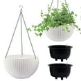 thumbnail image 6 of Garden Pots 13.4 inch Self-Watering Hanging Rattan-Inspired Planter Large Capacity, Root-Rot Resistant Water Storage with Water Level Indicator, Dual-Use for Indoor & Balcony Decoration (Pack of 2, W, 6 of 9
