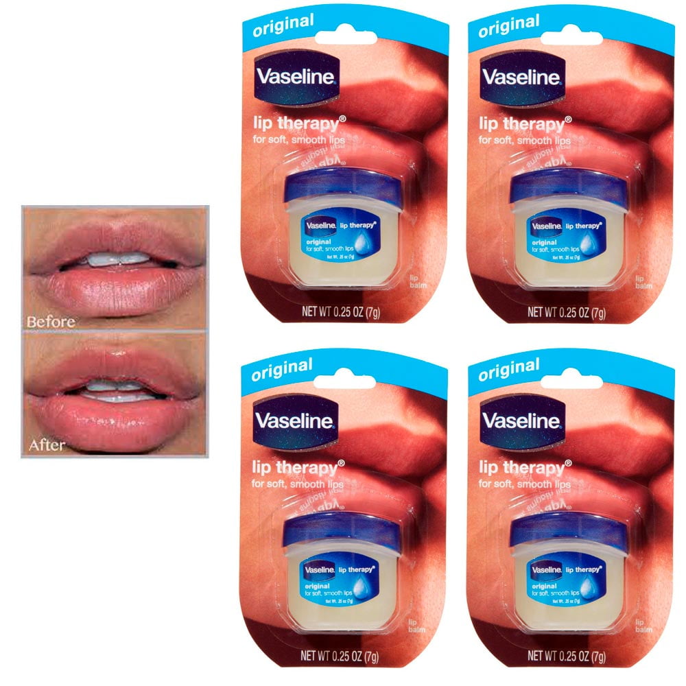 4pc Vaseline Original Therapy Lip Balm Gloss Glowing 0.25