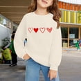 thumbnail image 3 of Comdrip Chandails de la Saint-Valentin pour Filles Chandails à Imprimé Graphique Cœur Manches Longues Chandail Col Rond Hauts Chandails Mignons pour Filles 10-12 Beige 110, 3 of 6