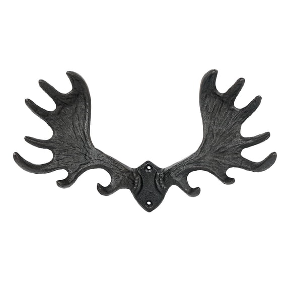 Sungmor Rustic Cast Iron Moose Antler Wall Hooks - Heavy Duty Decorative Coat Rack for Hats, Keys, Bags, and Jackets - Lodge & Cabin Farmhouse Wall Decor