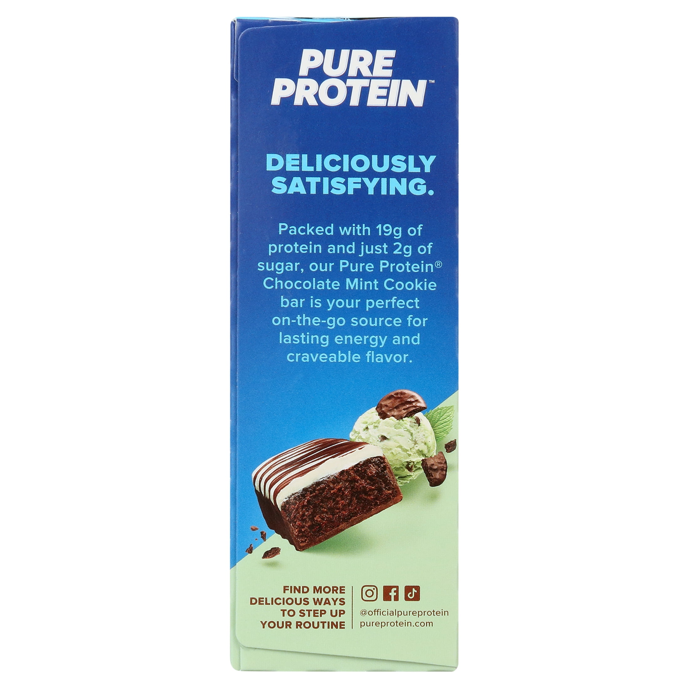 Pure Protein Bars, Chocolate Mint Cookie, Gluten Free, 20g Protein, 1.76 oz, 4 Count