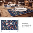 thumbnail image 3 of Placemats Set of 8, Navy Blue Flowers Woven Placemat, Linen Place Mats for Kitchen/Dining Tables, Spring Vintage Floral Leaves Farmhouse Washable Table Mats for Party, 3 of 8