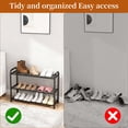 thumbnail image 3 of JUNLIN 3 Tier Expandable Shoe Rack, Metal Storage Shelf,Shoe Rack for Entryway（Black), 3 of 8