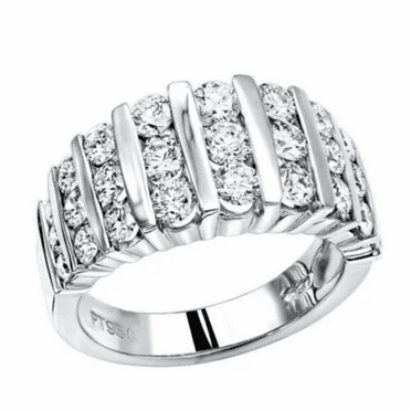 2.19CT Natural Diamond Round (SI1,I-J) 950 Platinum Multi Row Band Ring Fine Jewelry for Women Gifts