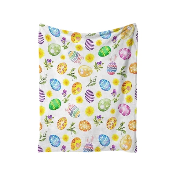 A Easter Blanket 39X51 Inch Soft Cozy Throw With Cute Bunny Rabbit And Colorful Easter Egg Print For Sofa Bed Couch Picnic Spring Holiday Decoration