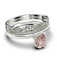 thumbnail image 2 of Gorgeous Minimalist 2.15 Carat Pear Cut Classic Morganite And Diamond Moissanite Engagement Ring, Wedding Ring, Two Matching Band in 925 Sterling Silver With 18k White Gold Plating, Gift For Her, 2 of 4