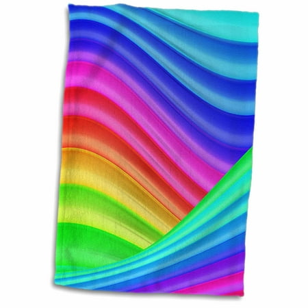 Bright Aqua Apparel - 3dRose Bright Wavy Colors In Aqua, Blue, Pink, Yellow, and Green - Towel, 15 by 22-inch
