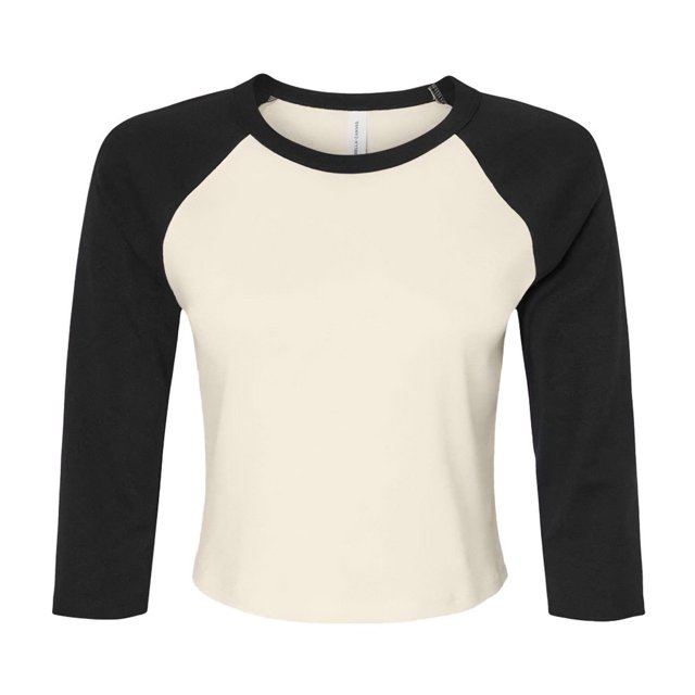 Bella + Canvas Womens Raglan 3/4 Sleeve Crop T-Shirt