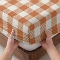 thumbnail image 3 of Queen Size Fitted Sheet Set - Dark Orange Checkered 3 Piece Bedding Sets 16" Deep Pocket Fitted Sheet with 2 Pillowcases, Fall Farmhouse Buffalo Plaid Linen Brushed Microfiber Hotel Luxury Bed Sheets, 3 of 9