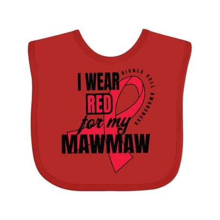 

Inktastic Sickle Cell Awareness I Wear Red For My Mawmaw Gift Baby Boy or Baby Girl Bib