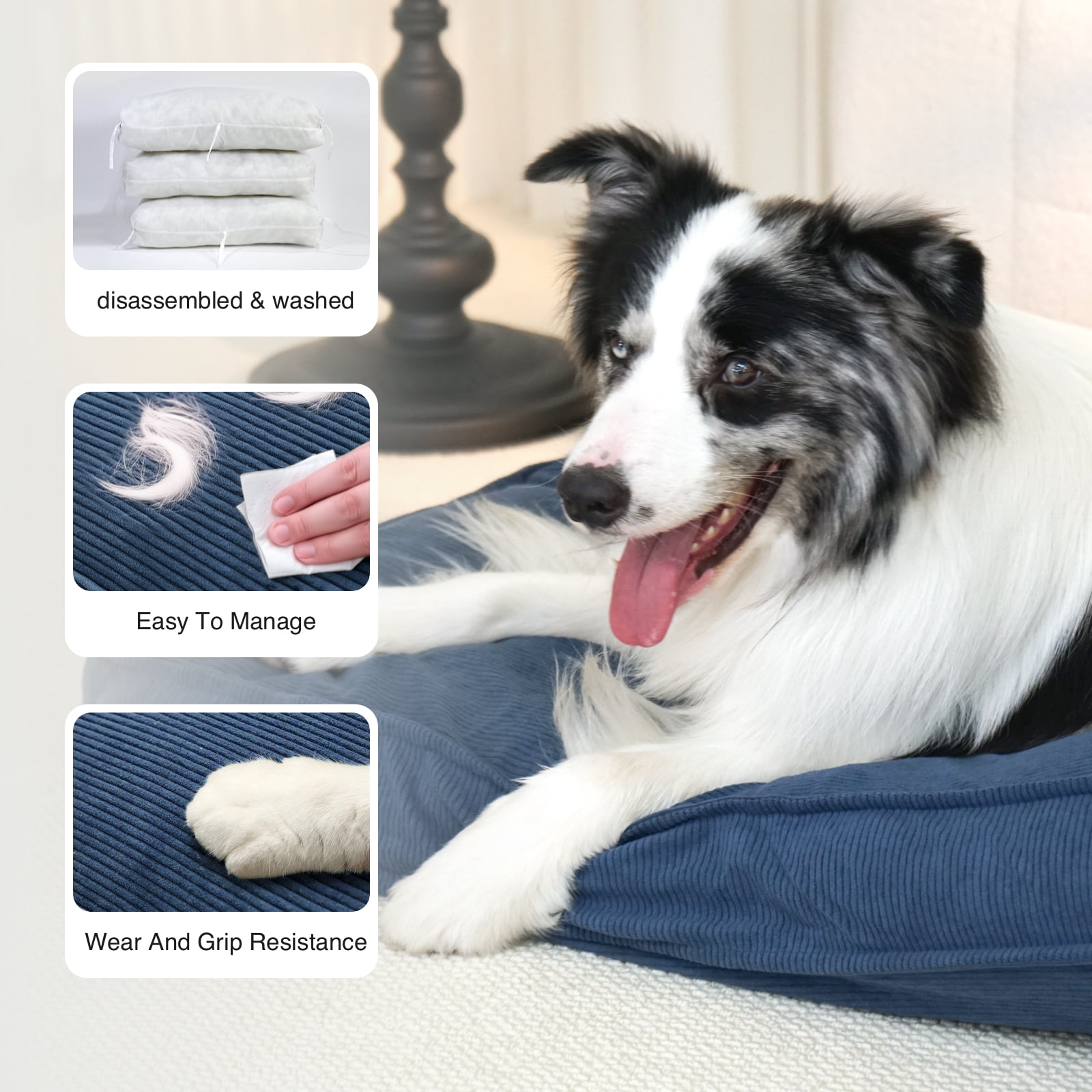 Luxury Dog Bed for Dogs up to 77lbs, Breathable, Durable & Washable with Removable Cover, Concealed Zipper and Non-Slip Bottom