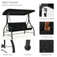 thumbnail image 4 of AECOJOY 3 Person Canopy Steel Porch Swing, Converting Swing Glider Hammock-Black, 4 of 7