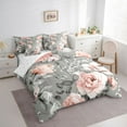thumbnail image 3 of Castle Fairy Vintage Flower Bedding Comforter Set,Chic Floral Peony Queen Bedding Sets, 3 of 8