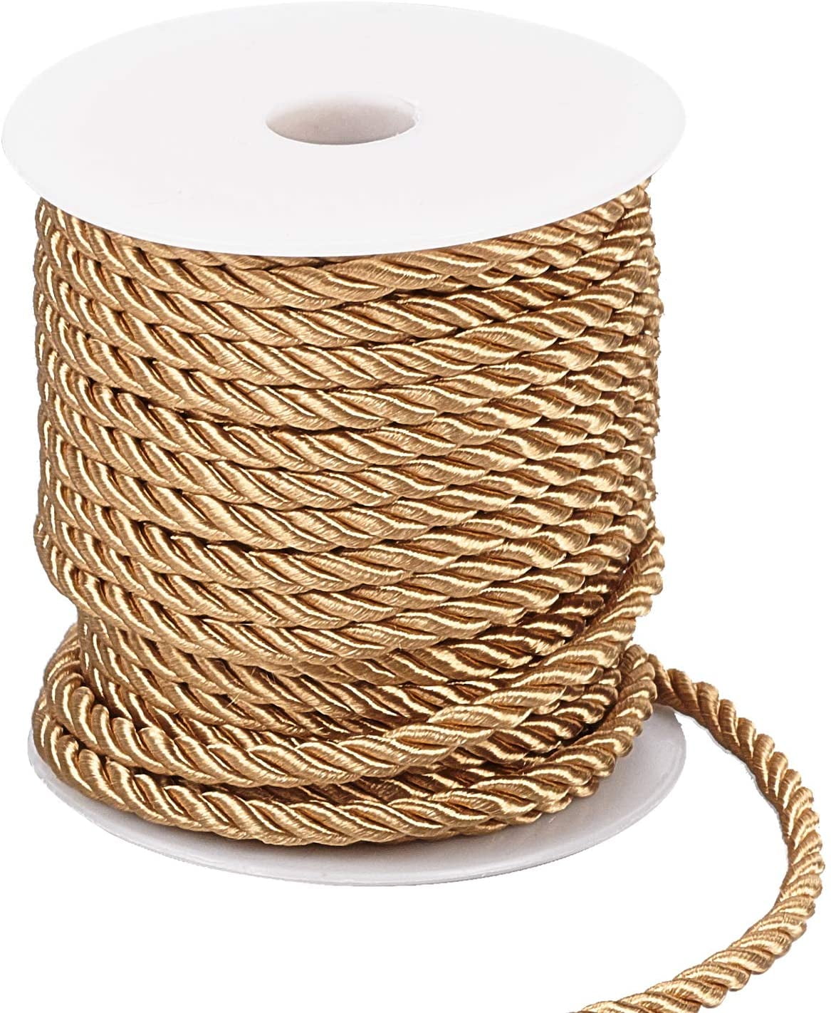 Tenn Well 5mm Twisted Cord Trim, 59 Feet Gold Decorative Rope for