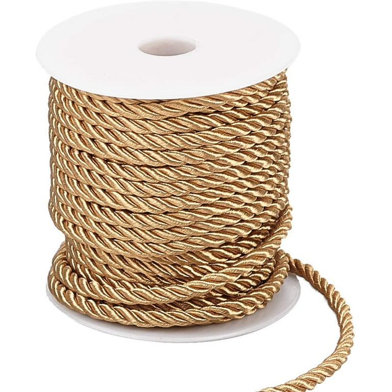 5mm Decorative Twisted Cord 3-Ply Polyester Twine Cord Shiny Cording Rope  String Dark Goldenrod