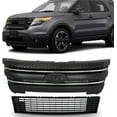thumbnail image 2 of Genrics Front Grille and Grille Shell Upper Lower Matte Black Mesh Style Replacement for 2011-2015 Explorer, 2 of 7
