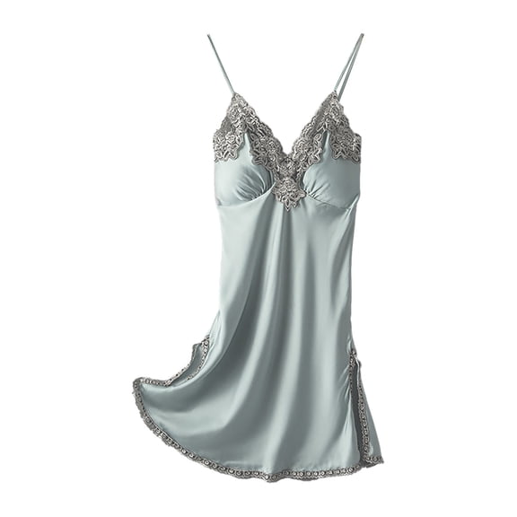 Nightgowns & Sleepshirts Women's Summer Thin Silk Suspender Two Piece Suit Breathable Comfortable Short Sleeve Pajamas