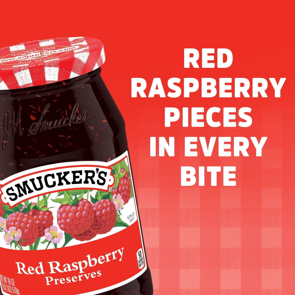 Smuckers Red Raspberry Preserves 18 oz - 5 Pack