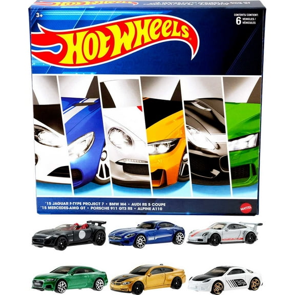 Hot Wheels European Car Culture 6-Pack of 1:64 Scale Collectible Toy Cars (Styles May Vary)