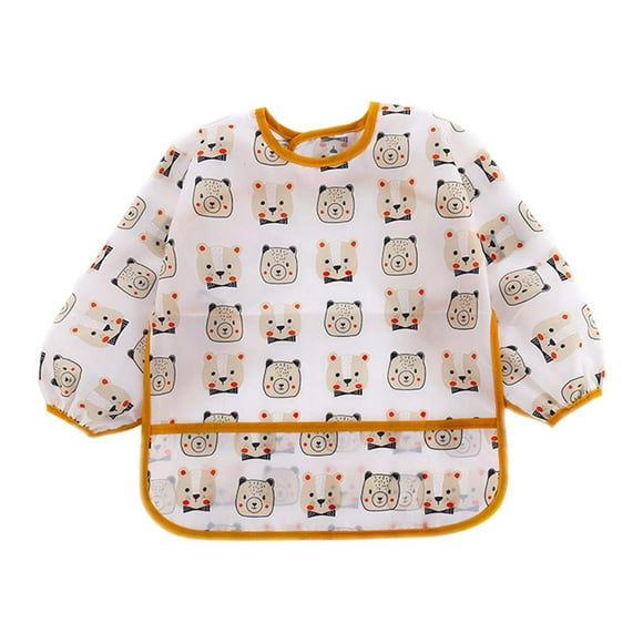 Siruishop Baby Feeding Bib Wipe Clean Water Feeding Smock Lunch Apron for Brown Bear