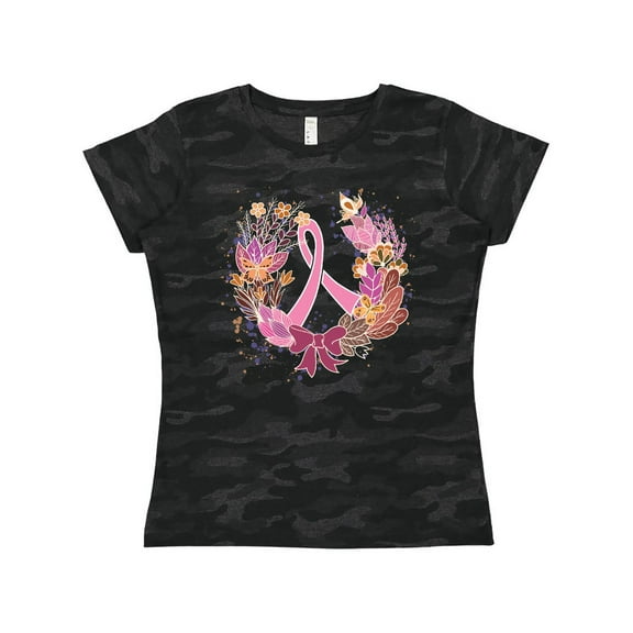 Inktastic Breast Cancer Awareness Wreath Pink Ribbon Women's T-Shirt