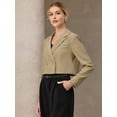 thumbnail image 3 of DARING DIVA Women's Cropped Blazers Double Breasted Work Suit Jacket S Khaki, 3 of 6