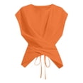 thumbnail image 5 of VBVC Women's Twist Back Cap Sleeve Top , Ladies' Crew Neck Fitted Wrap Blouse , Casual Summer Dressy Tank Top For Women,Orange,XS-XL, 5 of 10