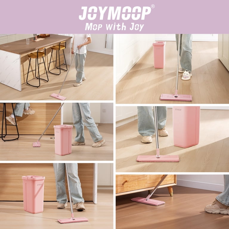 JOYMOOP Microfiber Wet Flat Mop and Bucket Set, 5 microfiber pads
