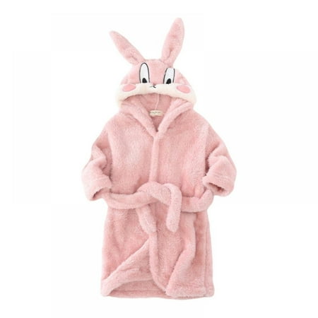 

Kids Little Boys Girls Coral Fleece Bathrobe Unisex Kids Robe Pajamas Sleepwear Cartoon Print Bathrobe 1-7 Years