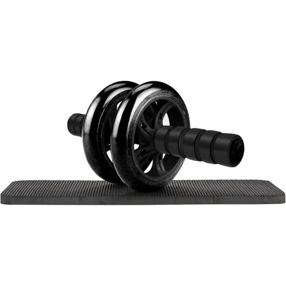 Ab Roller Wheel Kit, 32cm Dual Wheel Core Trainer with Knee Pad, Anti-Skid Handle for Home Gym, Strength Training Equipment for Abs & Full Body Workouts (Black)