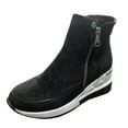 thumbnail image 2 of Herrnalise Women's Fashion Casual Flock Wedges Short Ankle Boots Zipper Shoes Sneakers Fall Savings, 2 of 6