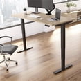 thumbnail image 2 of Bowery Hill 71" Engineered Wood Adjustable Standing Desk in Natural Elm/Black, 2 of 7