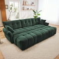 thumbnail image 3 of 3-Seater Sofa Set with 3 Ottomans & Pillows, Solid Wood Frame in Elegant Textured Chenille. Ideal for Living Rooms, Lounges, Offices (Green), 3 of 9