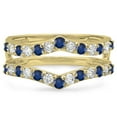 thumbnail image 2 of Dazzlingrock Collection 14K Round Blue Sapphire & White Diamond Wedding Enhancer Guard Double Band 1 CT, Yellow Gold, Size 4, 2 of 5