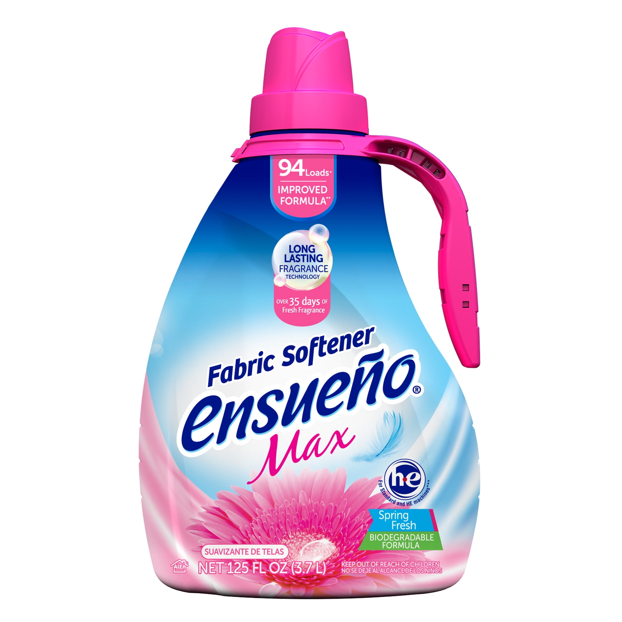 Ensueo Max Liquid Fabric Softener, Spring Fresh, 125 fl.oz., 105 loads